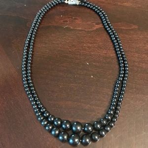 Vintage Black Beaded Necklace